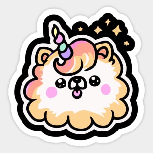 Unicorn Pomeranian Dog Dog Owner Retro Kids Funny Dog Sticker